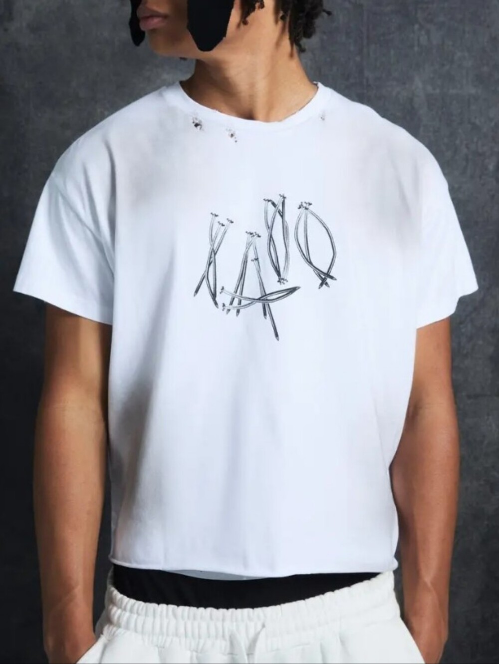 NWT Trippie Redd X BoohooMan White Baby Fit Heavy Washed 1400 T-shirt